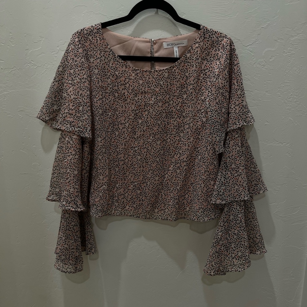 BCBGeneration Blush Patterned Ruffle Blouse - image 2